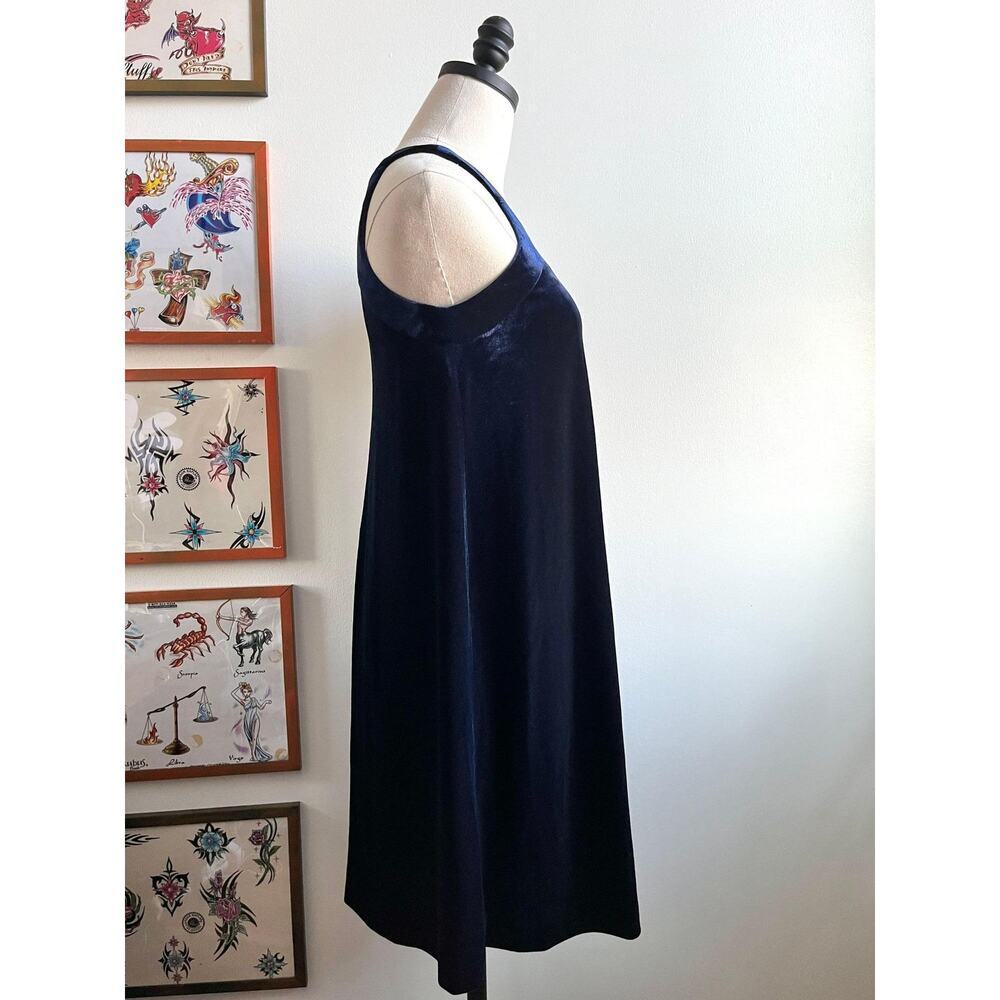 Vintage Y2K Betsey Johnson Velvet Mini Dress | Blue Velour Babydoll Shift | XS/S - Picture 5 of 7